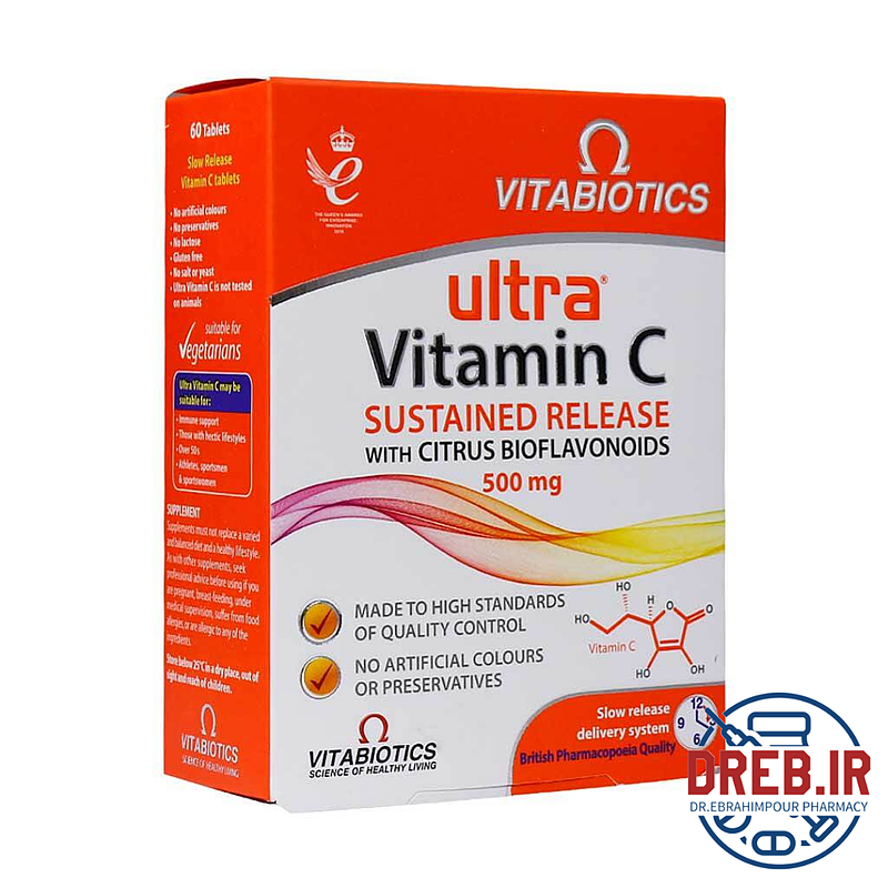 قرص اولترا ویتامین C ۵۰۰ میلی گرم ویتابیوتیکس ۶۰ عدد _ Vitabiotics Ultra Vitamin C ۵۰۰ mg ۶۰ Tablets