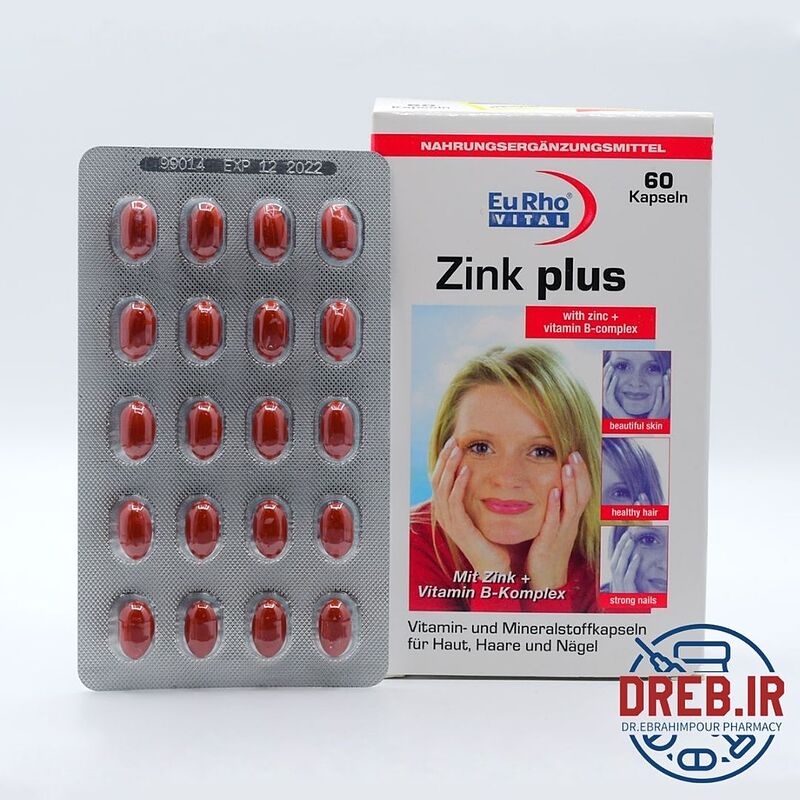 کپسول زینک پلاس 5 میلی گرم یوروویتال 60 عددی _ EuRho Vital Zink plus 5 mg 60 Caps