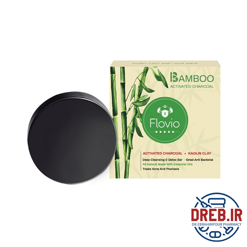 صابون ذغال فعال بامبو فلوویو 110 گرم _ Flovio Bamboo Activated Charcoal Soap 110 gr