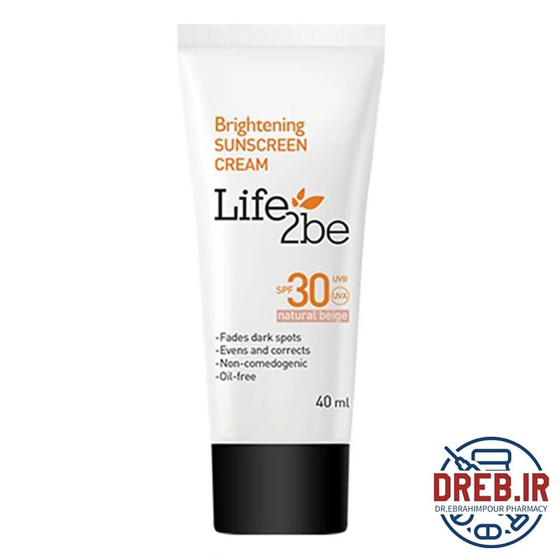 کرم ضدآفتاب و روشن کننده SPF30لایف توبی حجم 40 میلی لیتر _ Life 2Be Brightening Sunscren Cream SPF30 40ml