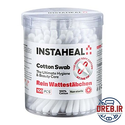 اینستاهیل گوش پاک کن استوانه ای آرایشی 100 عددی _ Instaheal Cotton Swab 100Pcs