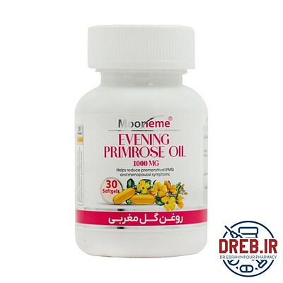 سافت ژل روغن گل مغربی 1000 میلی گرم مونم اکسیر آفرین آریا 30 عدد - Exir Afarin Aria Mooneme Evening Primrose Oil 1000 mg 30 Softgels