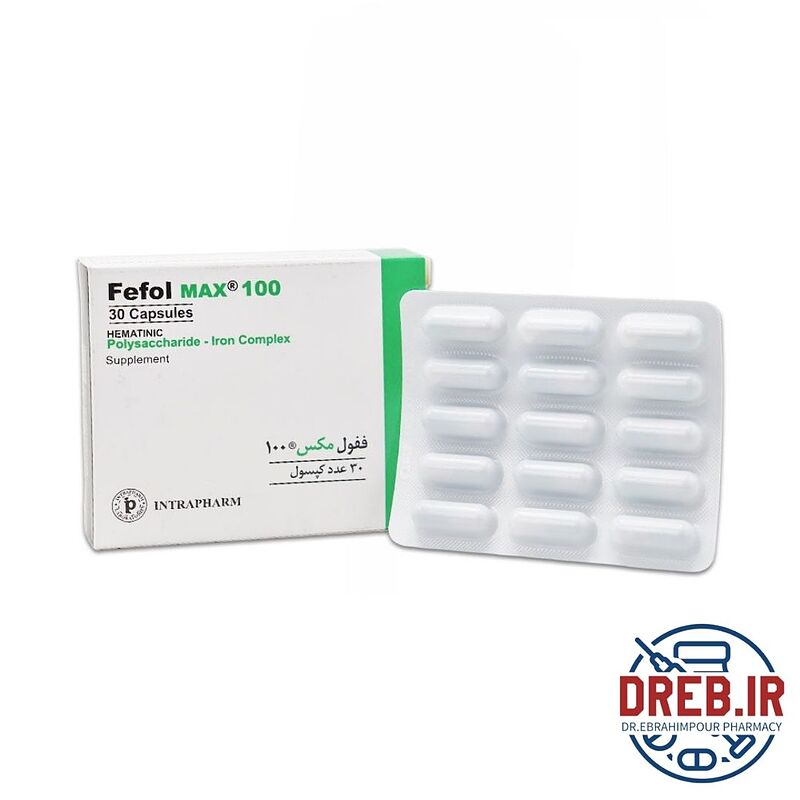 کپسول ففول مکس 100 اینترافارم 30 عدد - Intrapharm Fefol Max 100 30 Capsules-