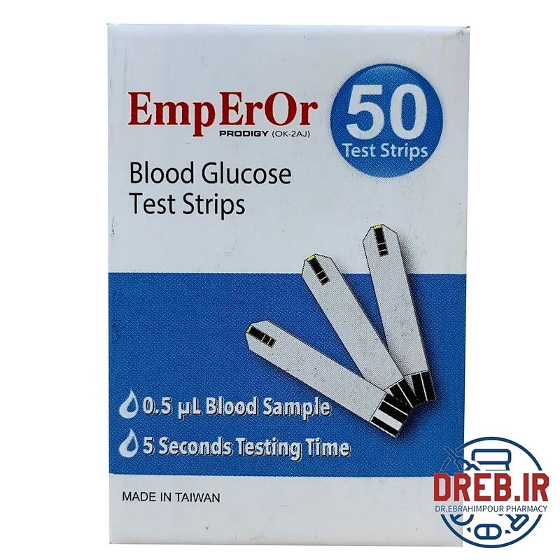 نوار تست قند خون امپرور بسته 50 عددی - emperor blood glucose test strips