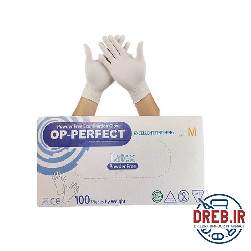 دستکش لاتکس 100 عددی اوپی پرفکت سایز مدیوم _ 100 opi perfect latex gloves M size