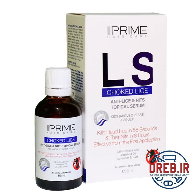 سرم مو ضد شپش LS پریم 50 میلی‌لیتر - Prime LS Choked Lice Anti-Lice and Nits Topical Serum 50ml