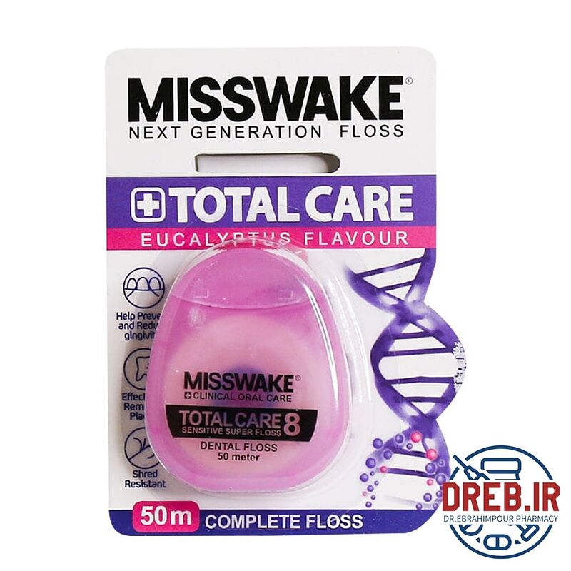 نخ دندان مدل توتال کر 8 میسویک 50 متر _ Misswake Total Care 8 Dental Floss 50 meters