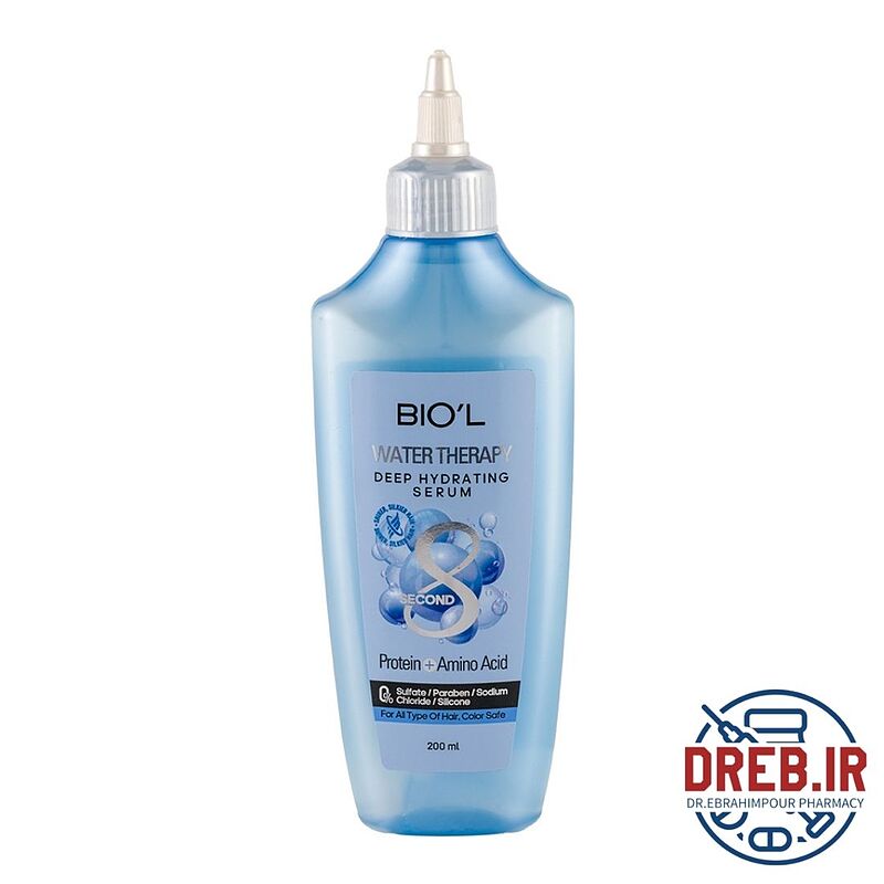 سرم مو بیول مدل Water Therapy با خاصیت نرم کنندگی سریع مناسب مو خشک حجم 200 میلی لیتر _ Biol Blue Hair Serum Softener And Straightener 200 ml