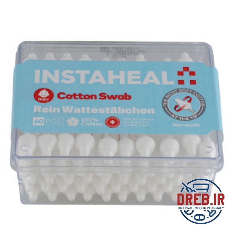 گوش پاک کن مکعبی اینستاهیل مناسب کودکان بسته 60 عددی - Instaheal Cotton swab For Baby 60Pcs