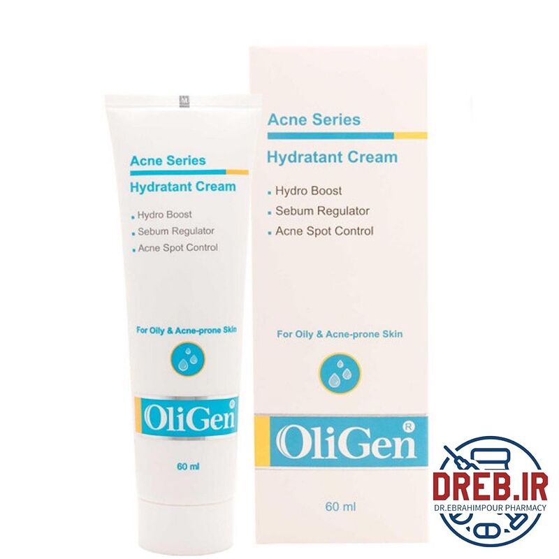 کرم آبرسان آکنه سری مناسب پوست های چرب و جوش دار 60میل الی ژن - Oligen Hydratant Cream Acne Series 60ml