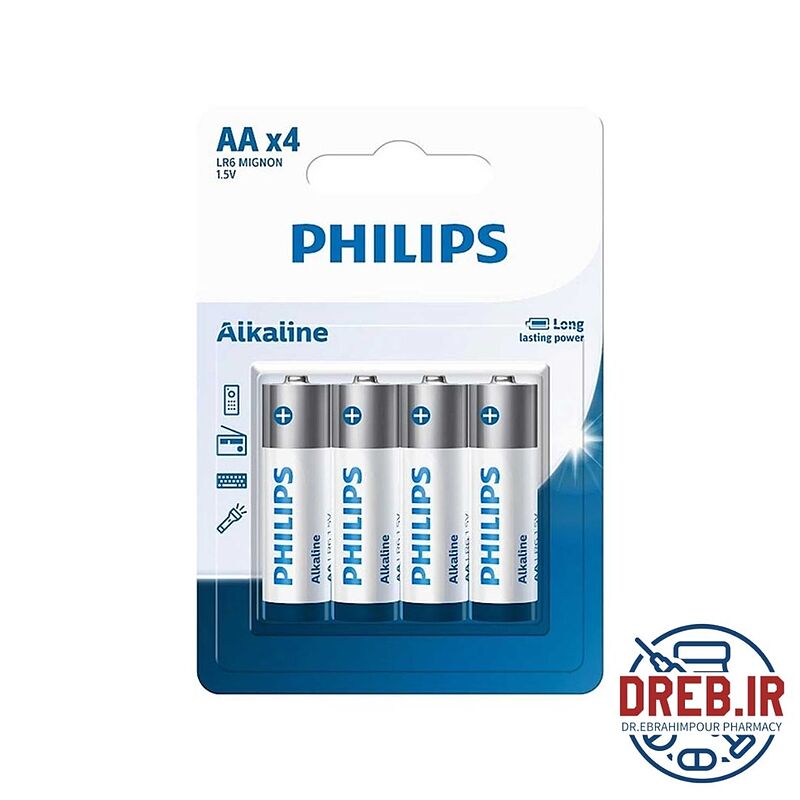 باتری آلکالاین قلمی اینتری 4 عددی - PHILIPS ALKALINE Battery AA*4