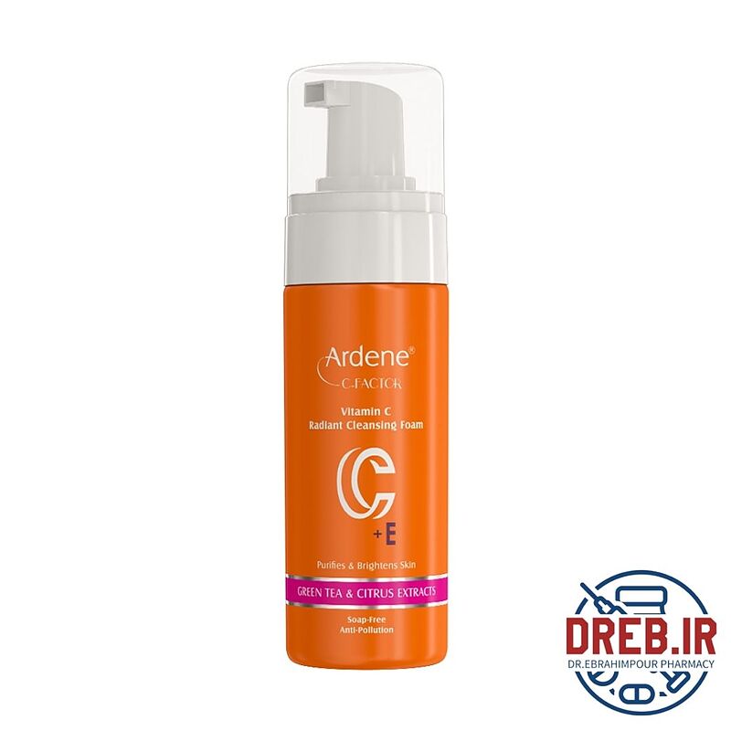 فوم شوینده و شفاف کننده صورت سی پلاس فکتور آردن حاوی ویتامین C حجم 150 گرم -  Ardene C-Plus Factor Brightening Face Cleansing Foam with Vitamin C, 150g