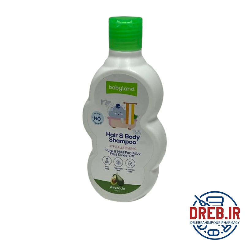 شامپو سر و بدن حاوی عصاره آووکادو 200 میل بیبی لند - Baby Land Avocado Extract Head & Body Shampoo, 200ml