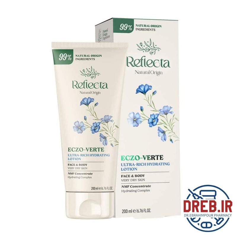 لوسیون مرطوب کننده پوست بسیار خشک صورت و بدن اگزو ورته رفلکتا 200 میلی لیتر _ Reflecta Eczo Verte Ultra Rich Hydrating Lotion 200 ml