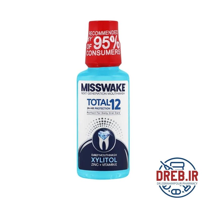دهان شویه کامل 12 کاره حاوی زایلیتول میسویک حجم 400 میل _ Misswake Mouth Wash Total 12 Xylitol