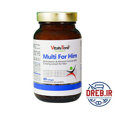 کپسول ژلاتینی مولتی فور هیم مخصوص آقایان ویتالی تون ۶۰ عدد - Vitally Tone Multi For Him ۶۰ Softgels