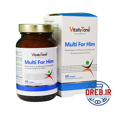 کپسول ژلاتینی مولتی فور هیم مخصوص آقایان ویتالی تون ۶۰ عدد - Vitally Tone Multi For Him ۶۰ Softgels