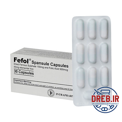 کپسول فیفول (ففول) اینترافارم ۳۰ عددی - Intrapharm Fefol Spansule ۳۰ Capsules