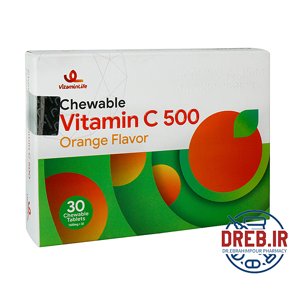 قرص جویدنی ویتامین C ۵۰۰ میلی گرم ویتامین لایف ۳۰ عدد - Vitamin Life Vitamin C ۵۰۰ mg ۳۰ Chewable Tablets