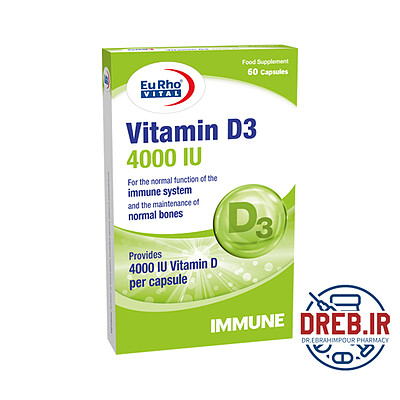 قرص ویتامین D۳ ۴۰۰۰ واحد یوروویتال ۶۰ عدد - Eurhovital Vitamin D۳ ۴۰۰۰ IU ۶۰ Tabs