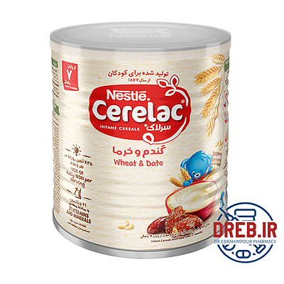 سرلاک گندم و خرما به همراه شیر نستله مناسب کودکان از پایان ۷ ماهگی ۴۰۰ گرم Nestle Cerelac Wheat & Date With Milk ۴۰۰g