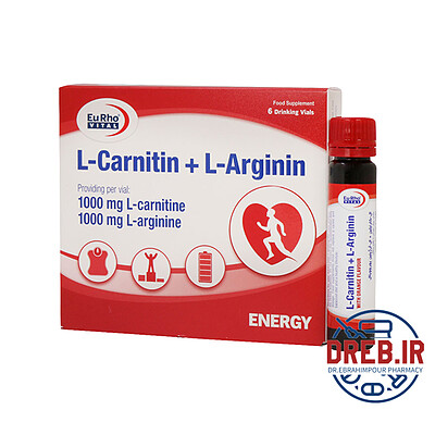 ویال ال کارنیتین و ال آرژنین یورویتال ۶ عدد - Eurho Vital L Carnitin And L Arginin ۶ Drinking Vials