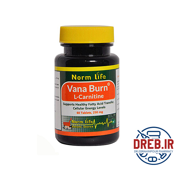 قرص ال کارنیتین وانا برن ۱۰۰۰ میلی گرم نورم لایف ۶۰ عدد - Norm life Vana Burn ۱۰۰۰ mg L-carnitine ۶۰ Tabs