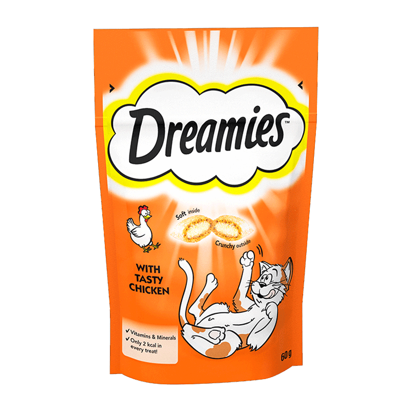 تشویقی گربه مغزدار دریمیز با طعم مرغ Dreamies Cat Snack with Chicken وزن 60 گرم