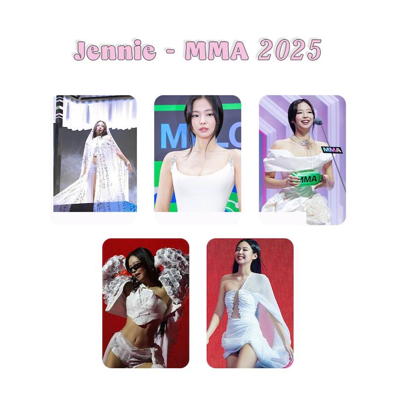 پک فتوکارت 5 عددی Jennie - MMA 2025 Blackpink / جنی ملون موزیک اواردز 2025 بلک پینک 
