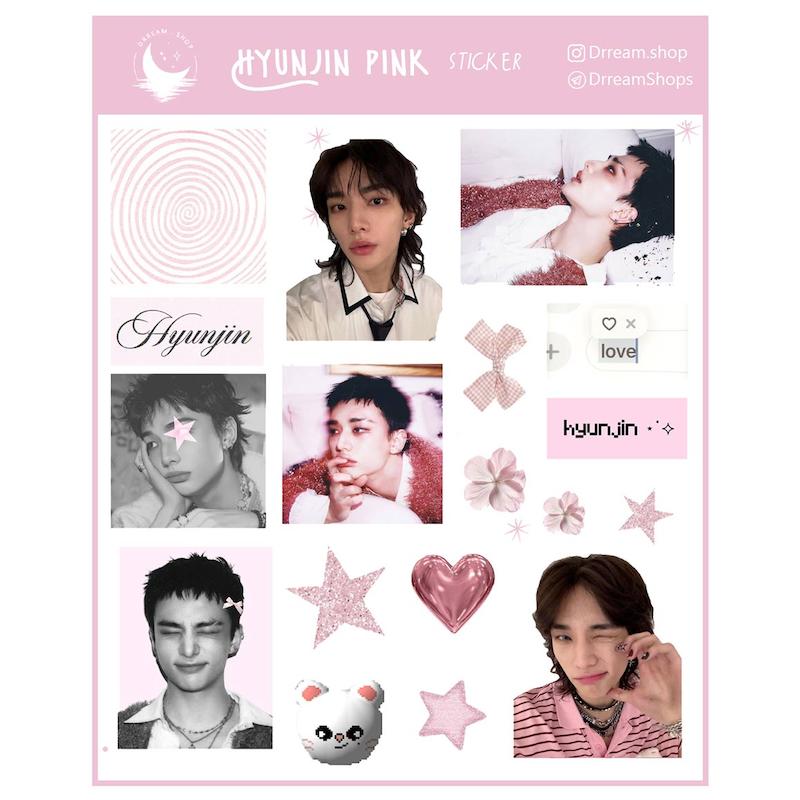 استیکر Hyunjin Pink Straykids / هیونجین صورتی استری کیدز