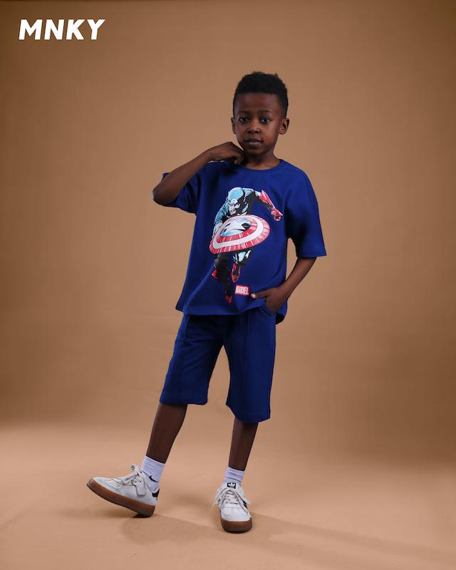 ست تیشرت شلوارک مانکی طرح کاپیتان آمریکا کد 1441