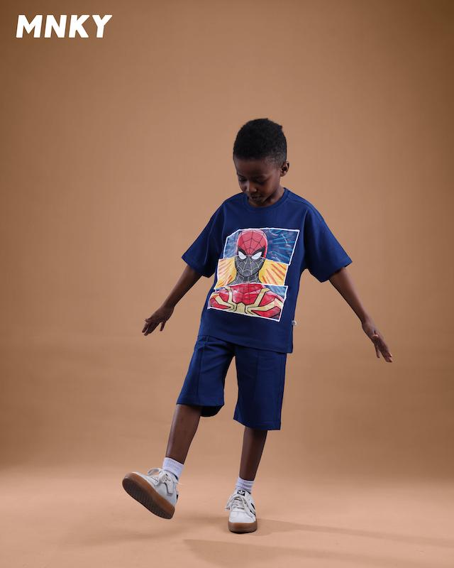 ست تیشرت شلوارک مانکی طرح اسپایدرمن کد 1444