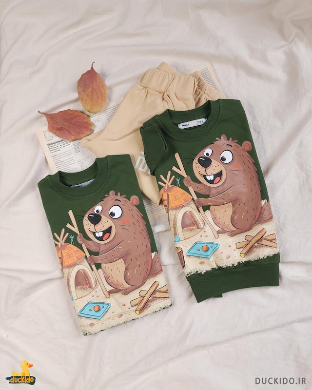 کراپ و بلوز دورس برند مانکی طرح سگ آبی خستگی ناپذیر کد 1477