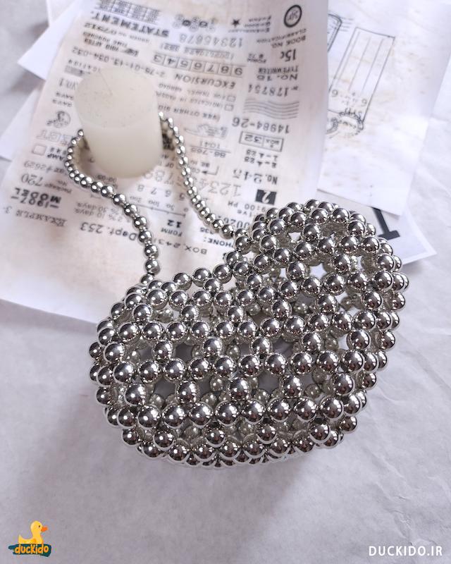 کیف مرواریدی طرح قلب کد 1489