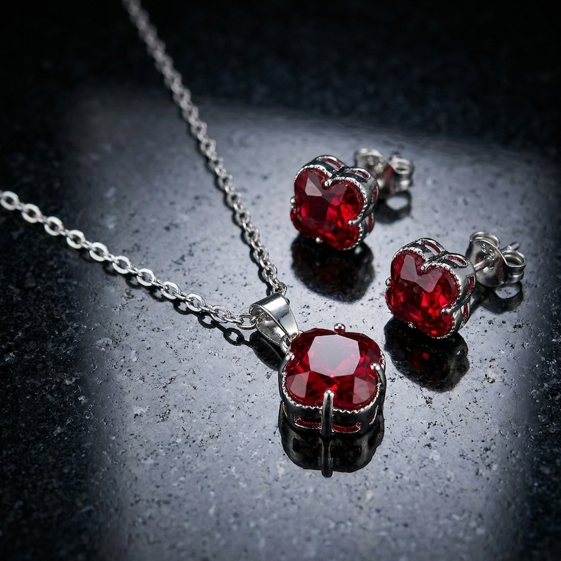 نیم ست ونکلیف نگین قرمز van cleef