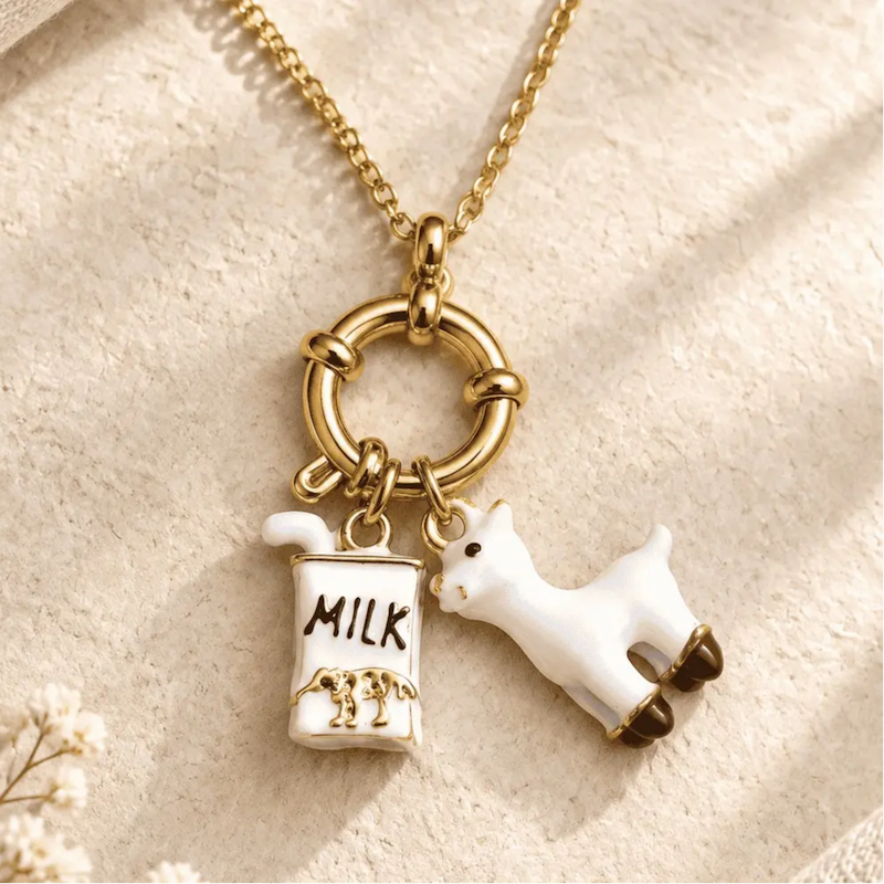 گردنبند چارم طرح طلا پاکت شیر charm