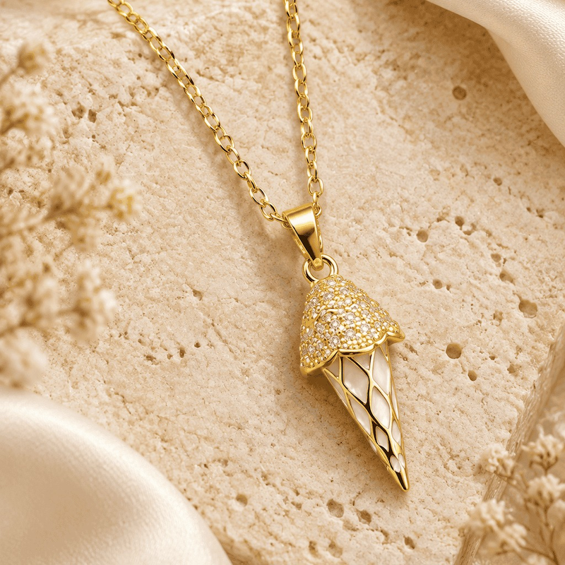 گردنبند چارم طرح طلا بستنی charm