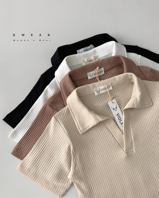 کراپ تیشرت یقه شکاری ویولت