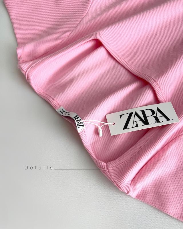 کراپ تیشرت یقه خشتیZARA