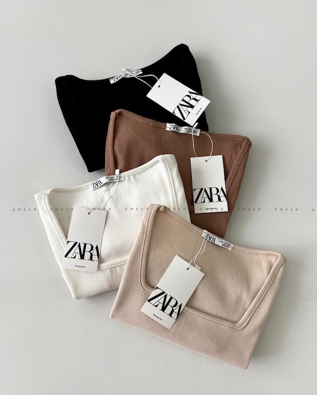 کراپ تیشرت یقه خشتی ZARA
