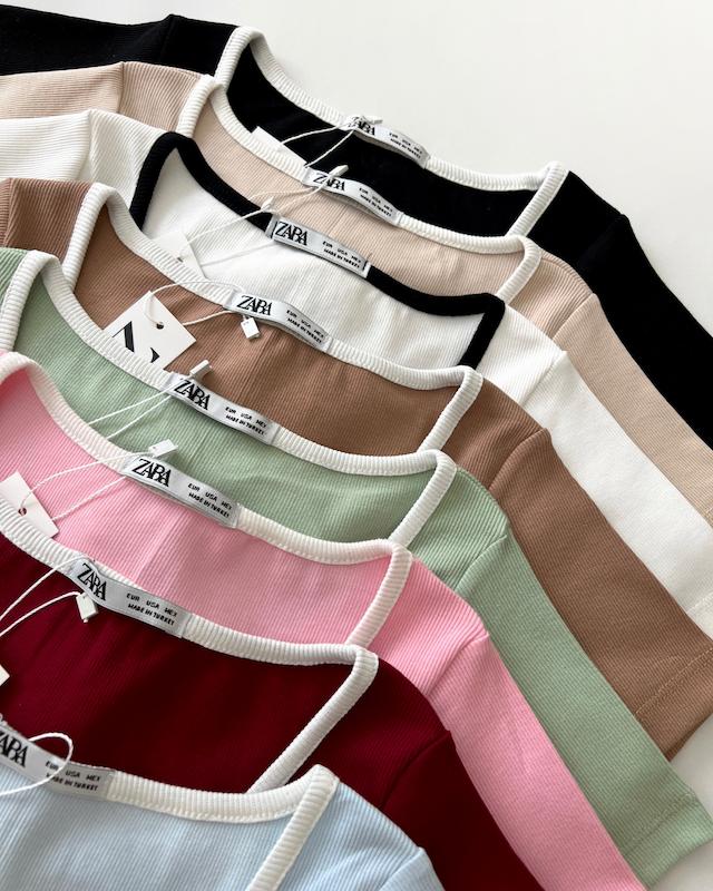 کراپ تیشرت یقه پاپیونی ZARA