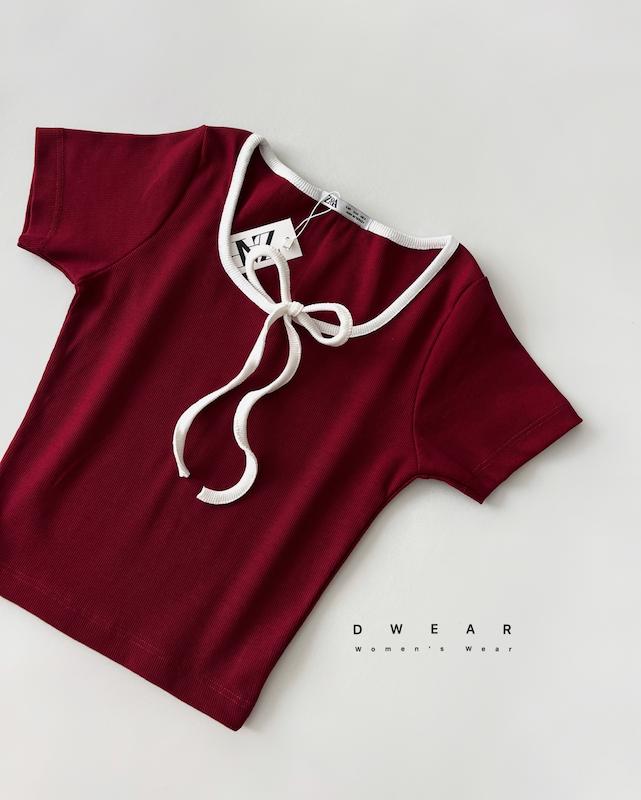 کراپ تیشرت یقه پاپیونی ZARA