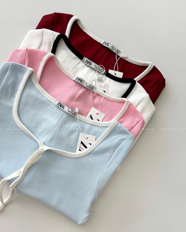 کراپ تیشرت یقه پاپیونی ZARA