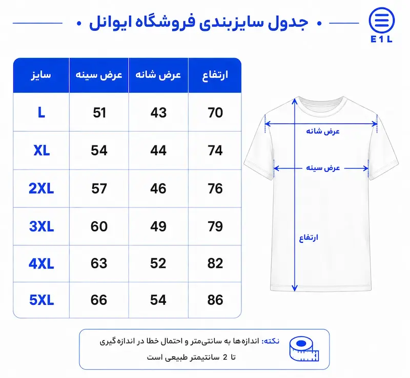 جدول سایزبندی