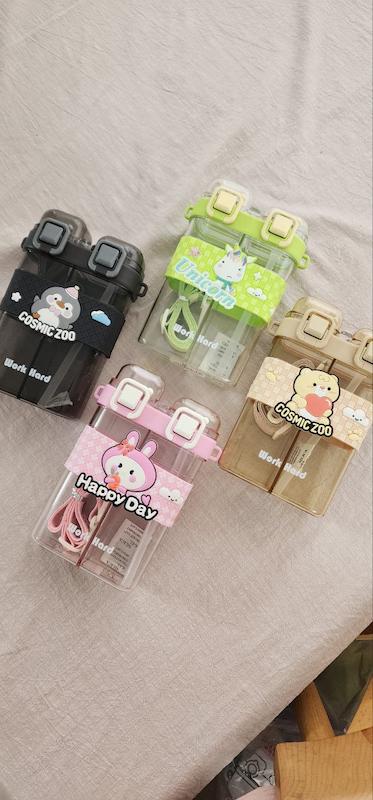 قمقمه 2 مخزنه کودک - 750 میل مدل عروسکی ضد نشتی