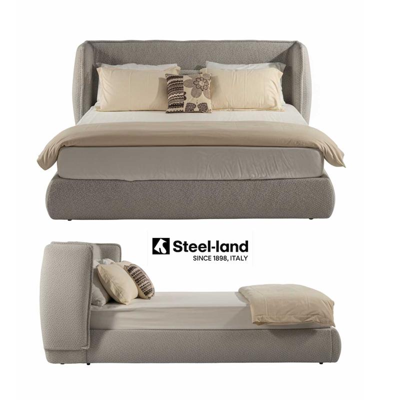 تخت خواب مدرن دونفره پارچه تدی روشن مدل Morbido