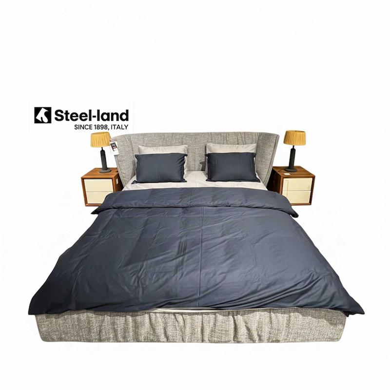 تخت خواب مدرن دونفره پارچه تدی تیره مدل Feltro