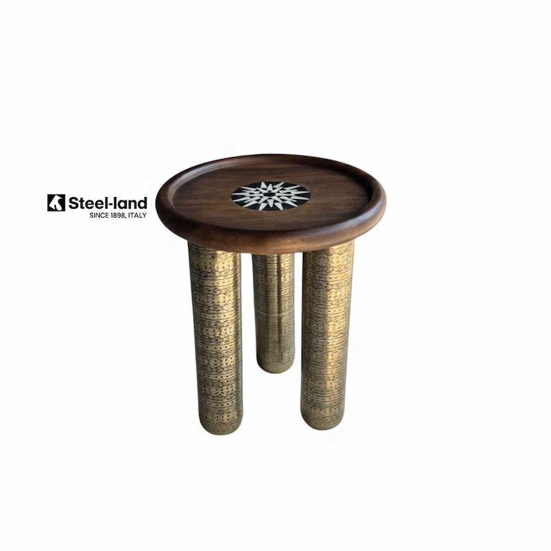 میز عسلی چوبی مدرن هندی پایه فلزی