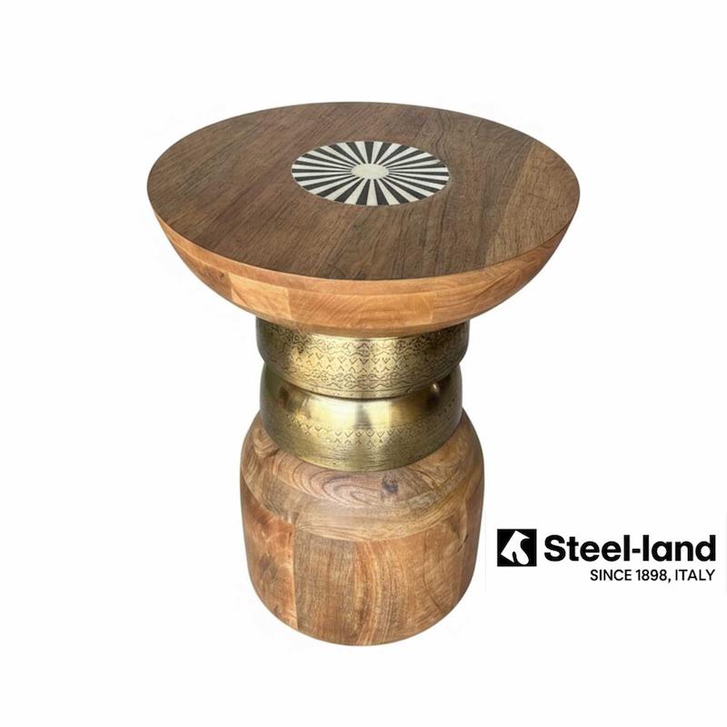 میز عسلی مدرن هندی چوب انبه و فلزی