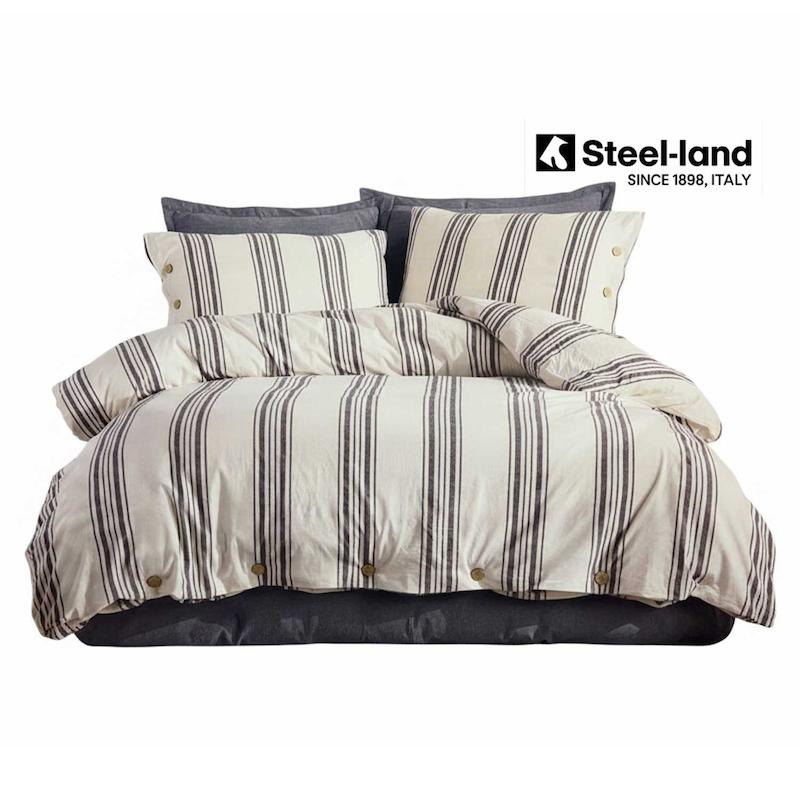 ست روتختی خط دار وارداتی نخ پنبه VIA BIANCO  مدل YKL0205